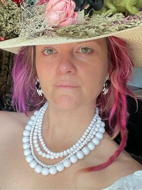 White Multi-Strand Beaded Layered Necklace